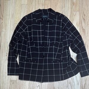 Eloquii Blazer Black with White Grid Pattern
